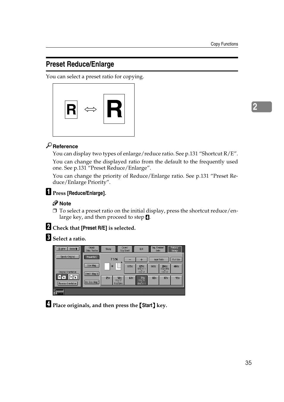 Preset reduce/enlarge | Savin 4090 User Manual | Page 45 / 81