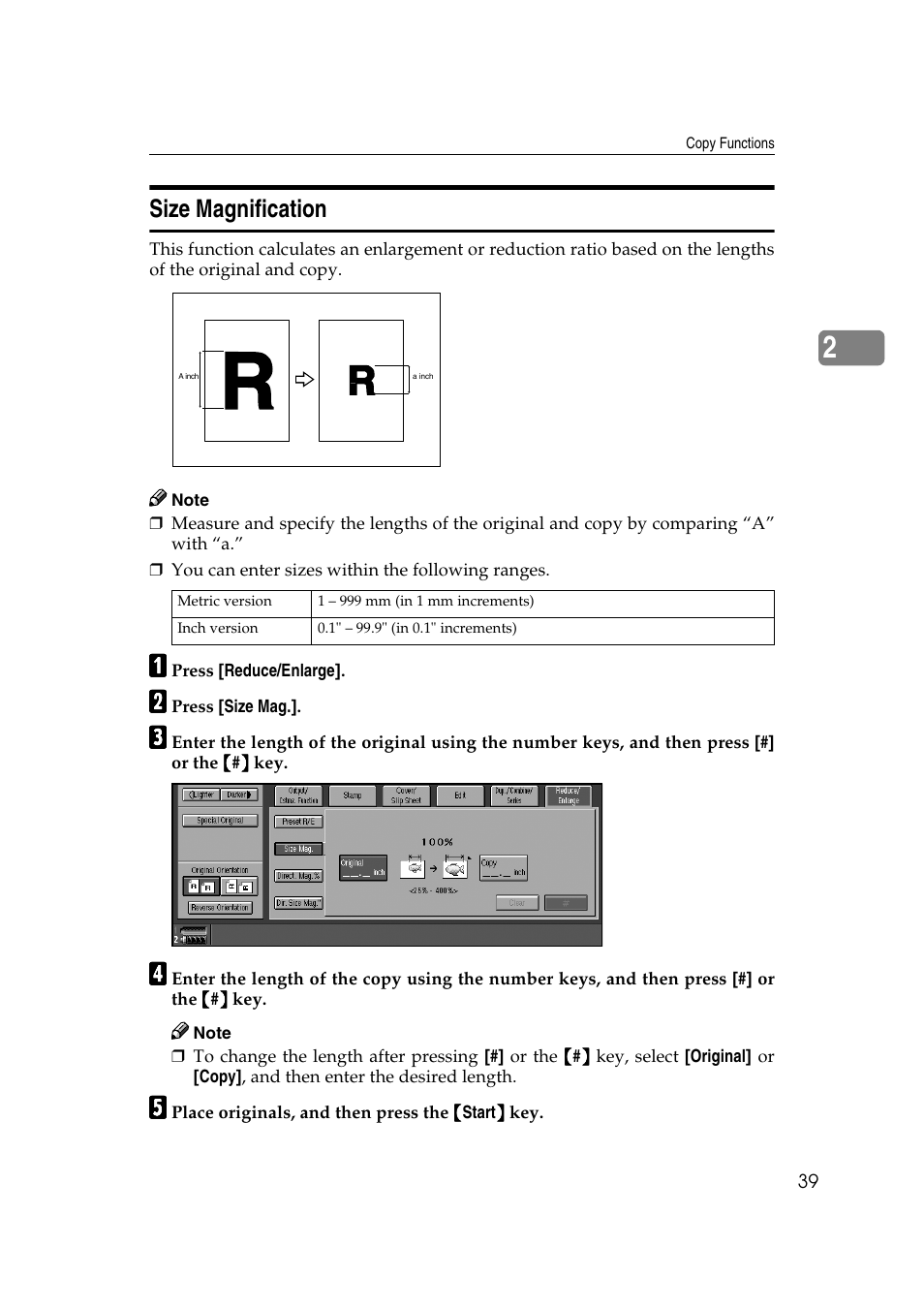 Size magnification | Savin 4090 User Manual | Page 49 / 81