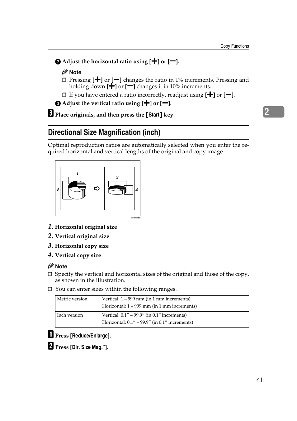 Directional size magnification (inch) | Savin 4090 User Manual | Page 51 / 81