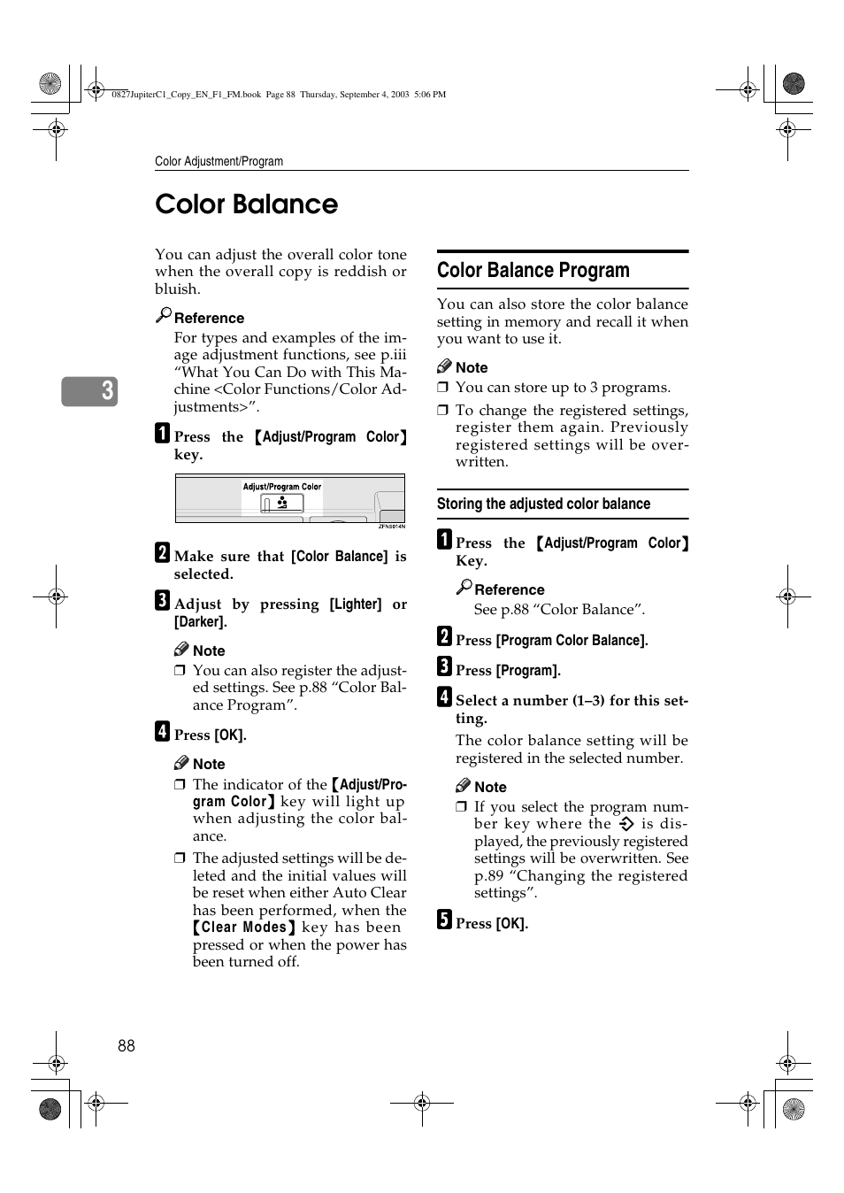 3color balance, Color balance program | Savin DSc332 User Manual | Page 102 / 160