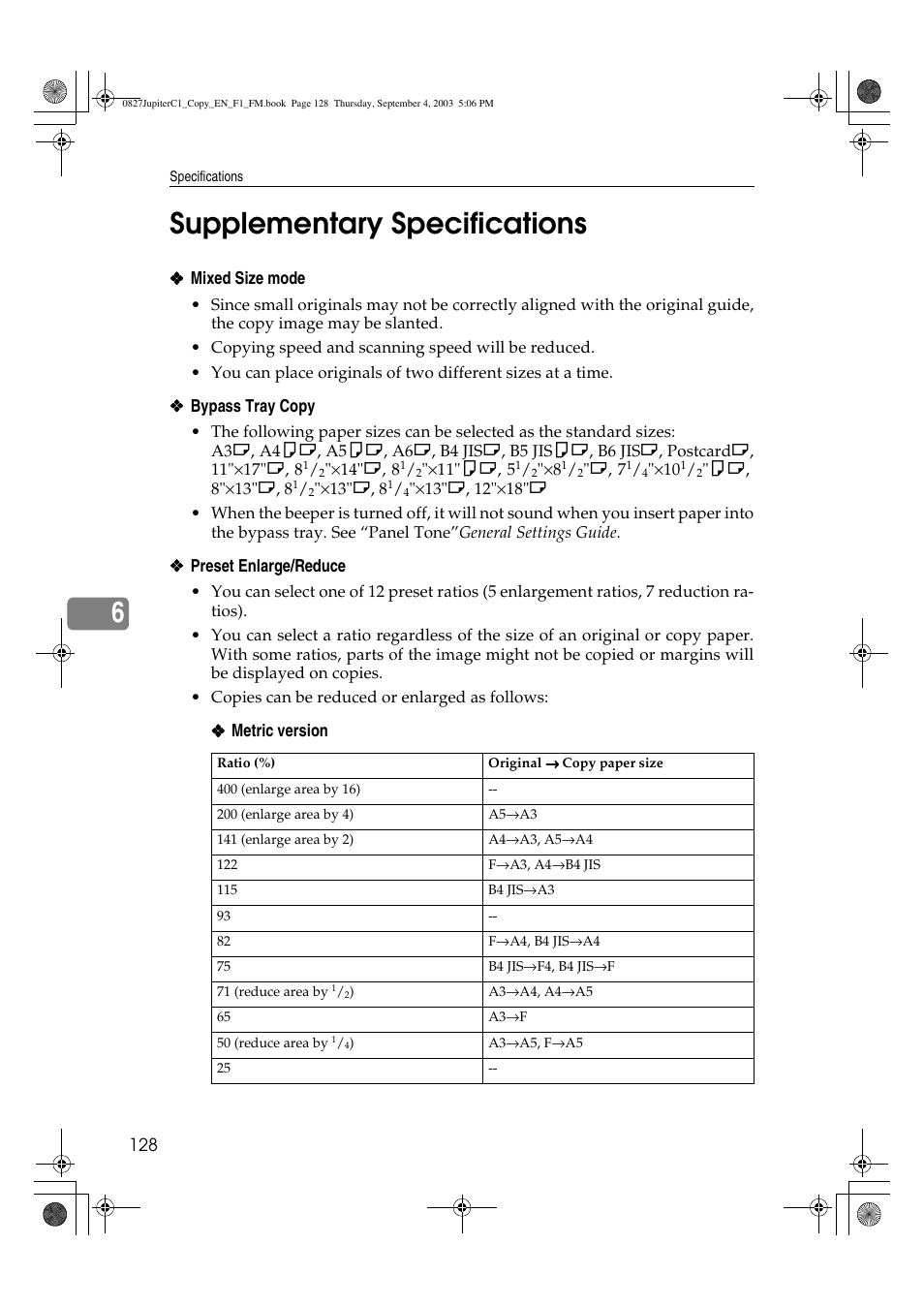 6supplementary specifications | Savin DSc332 User Manual | Page 142 / 160