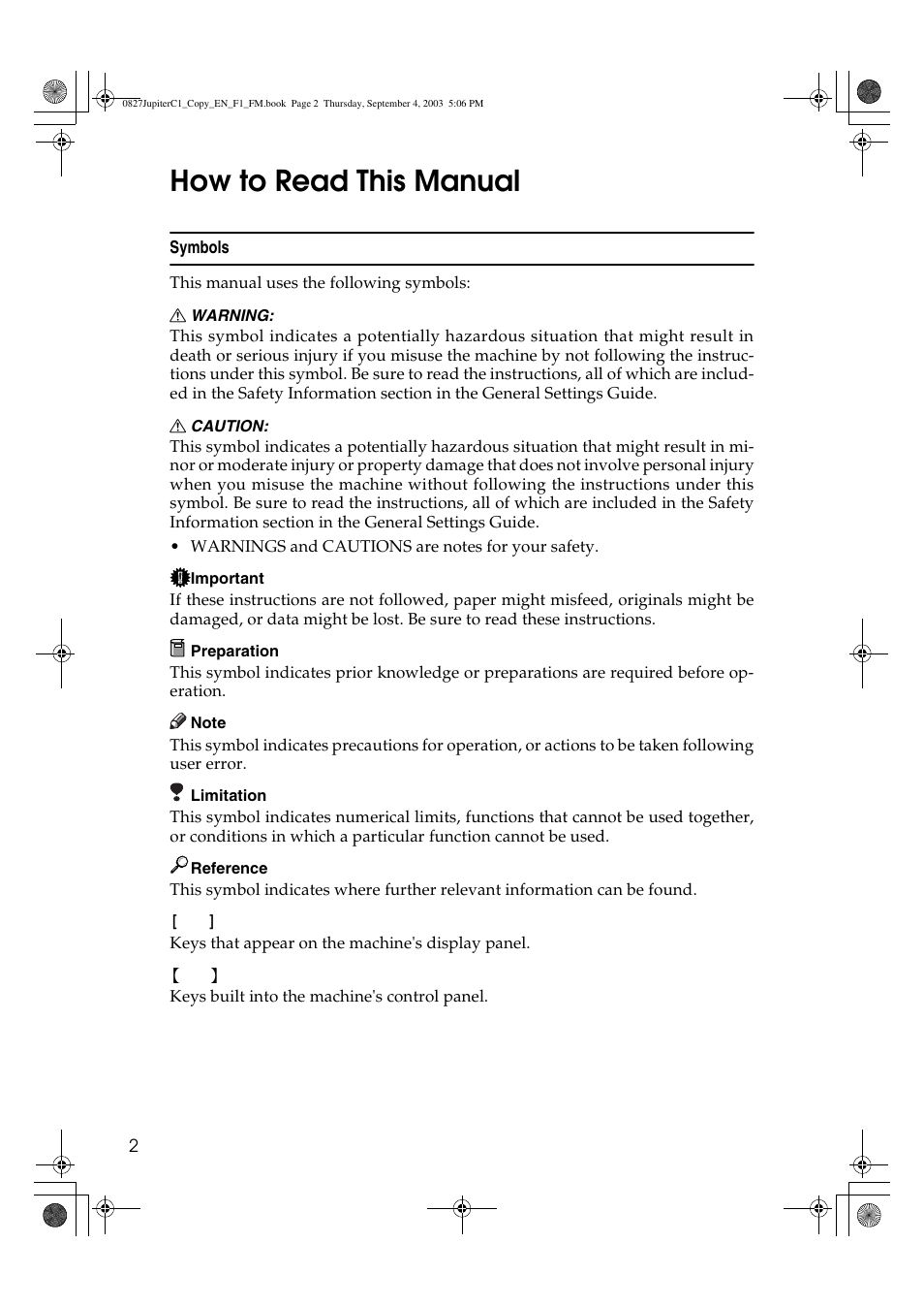 How to read this manual | Savin DSc332 User Manual | Page 16 / 160