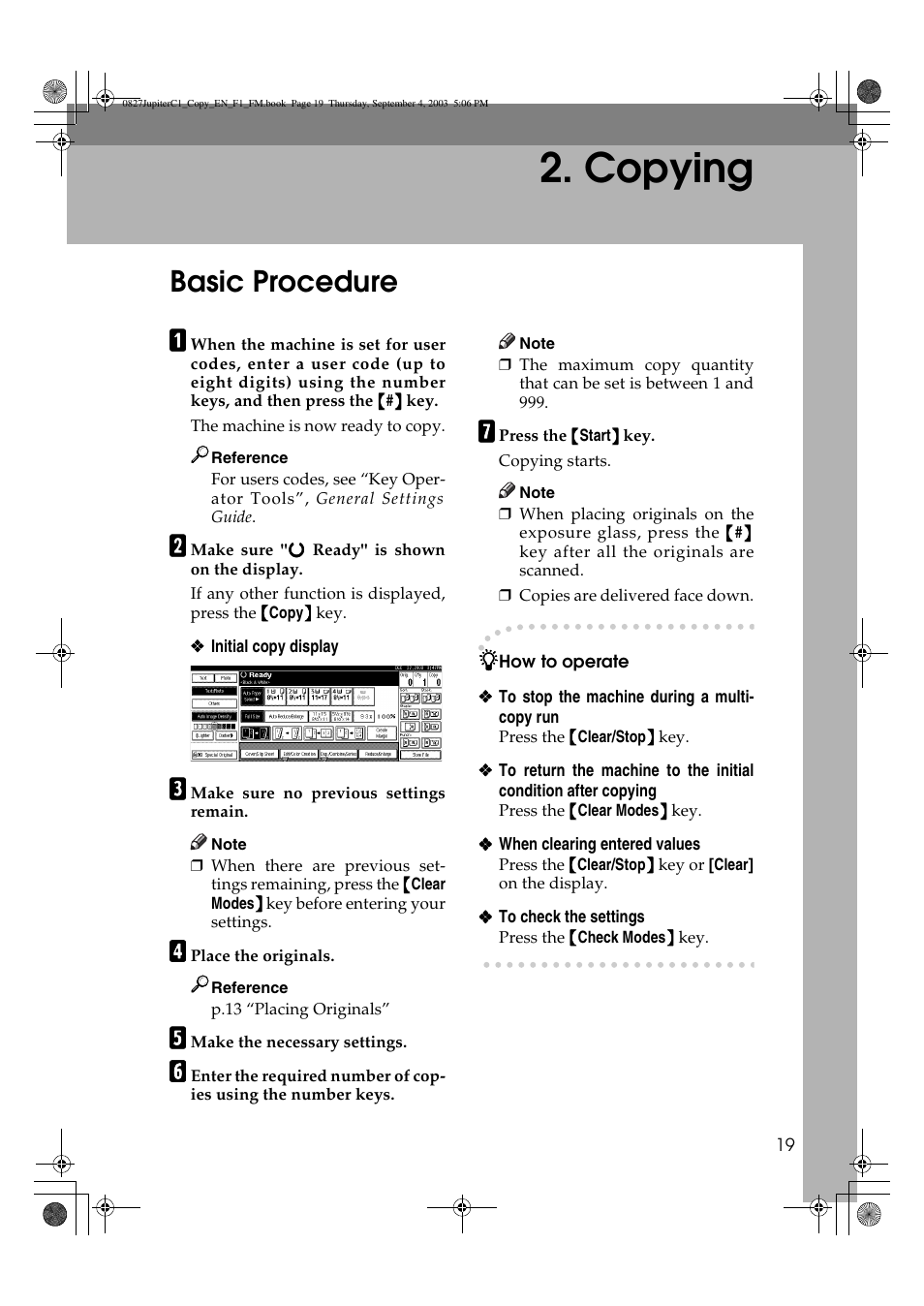 Copying, Basic procedure | Savin DSc332 User Manual | Page 33 / 160
