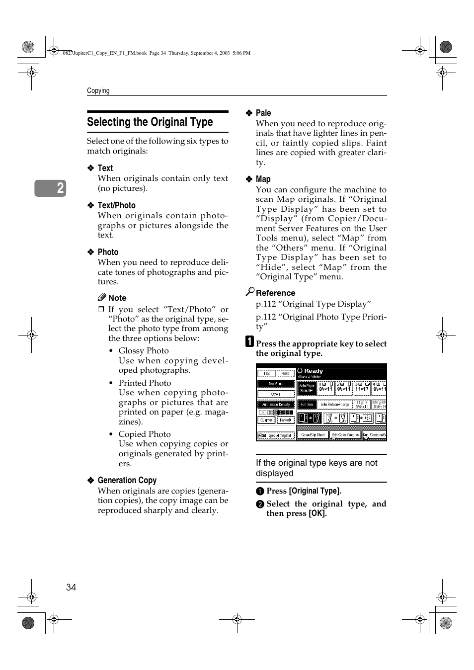 Selecting the original type | Savin DSc332 User Manual | Page 48 / 160