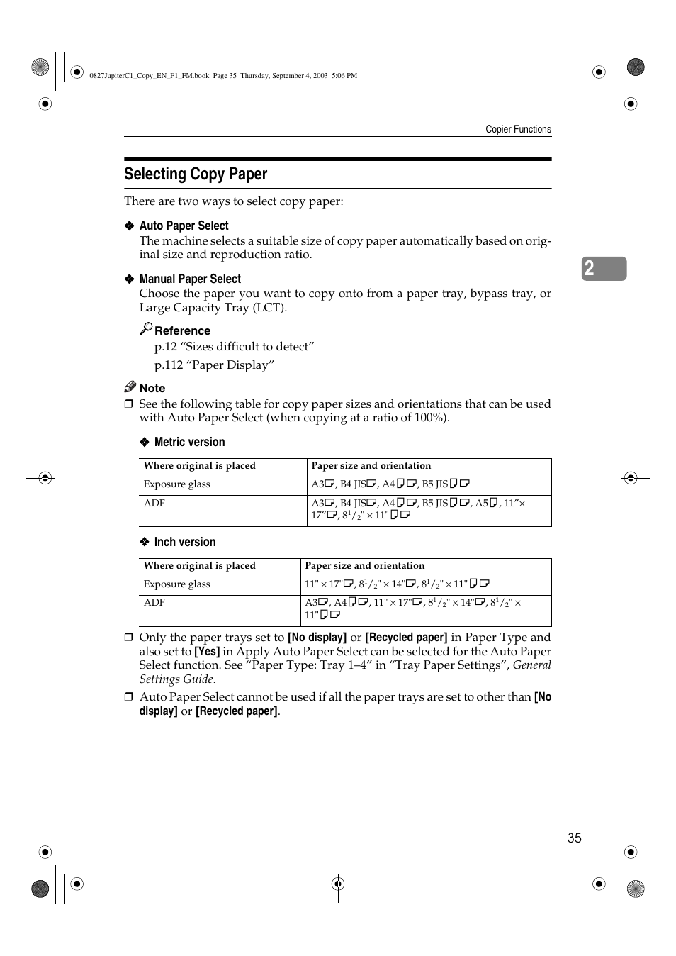 Selecting copy paper | Savin DSc332 User Manual | Page 49 / 160