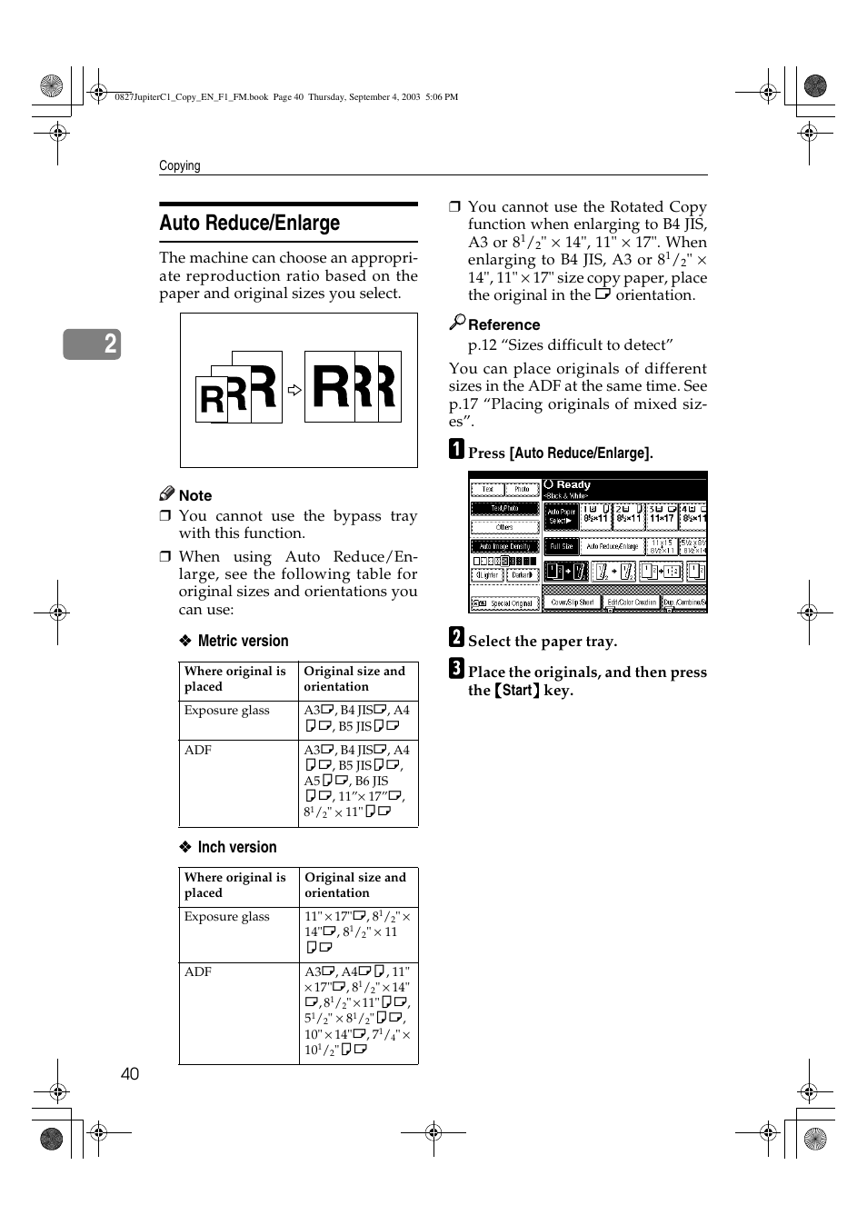 Auto reduce/enlarge | Savin DSc332 User Manual | Page 54 / 160