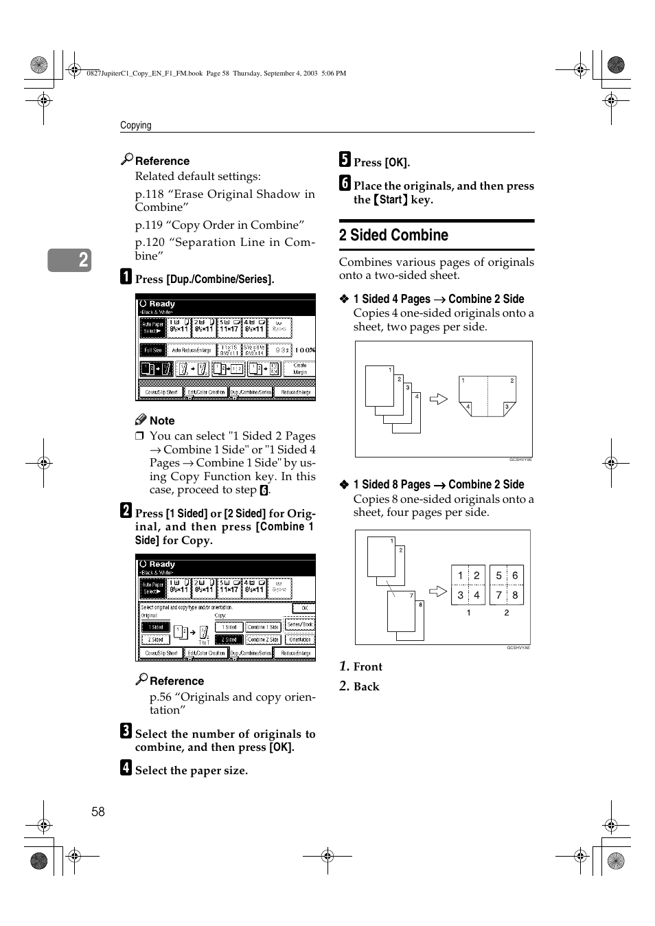 2 sided combine | Savin DSc332 User Manual | Page 72 / 160