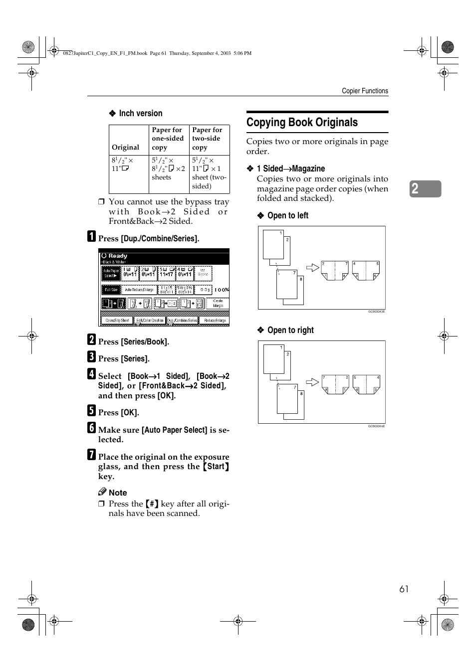 Copying book originals | Savin DSc332 User Manual | Page 75 / 160