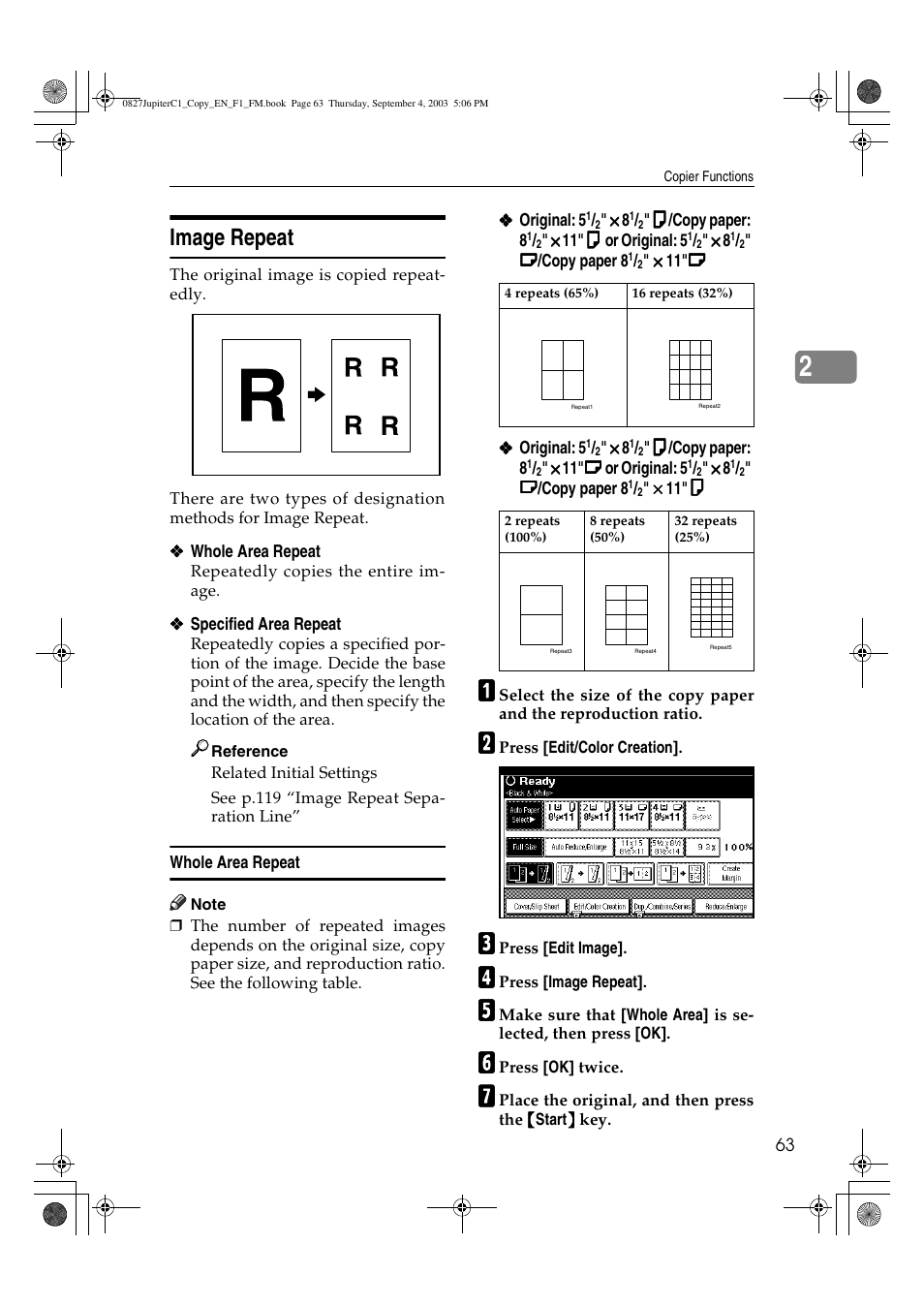 Image repeat | Savin DSc332 User Manual | Page 77 / 160