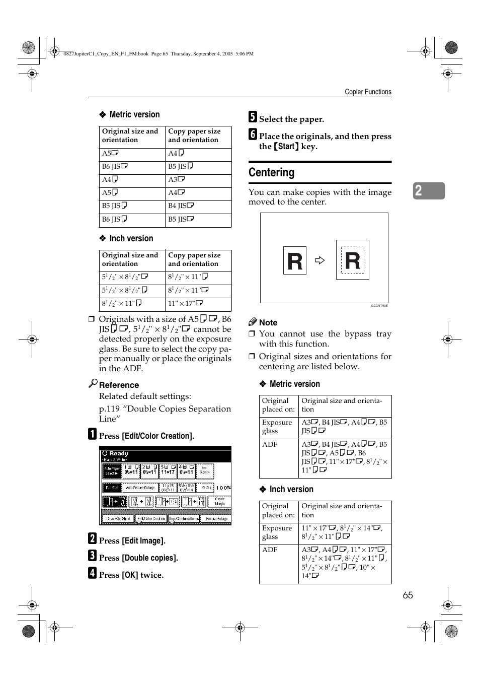 Centering | Savin DSc332 User Manual | Page 79 / 160