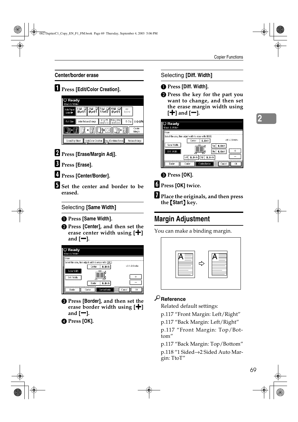 Margin adjustment | Savin DSc332 User Manual | Page 83 / 160