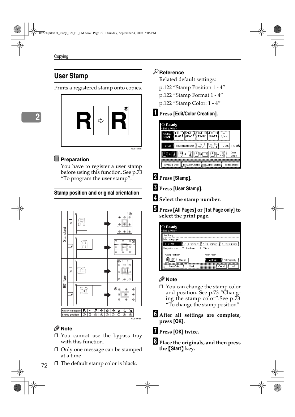 User stamp | Savin DSc332 User Manual | Page 86 / 160