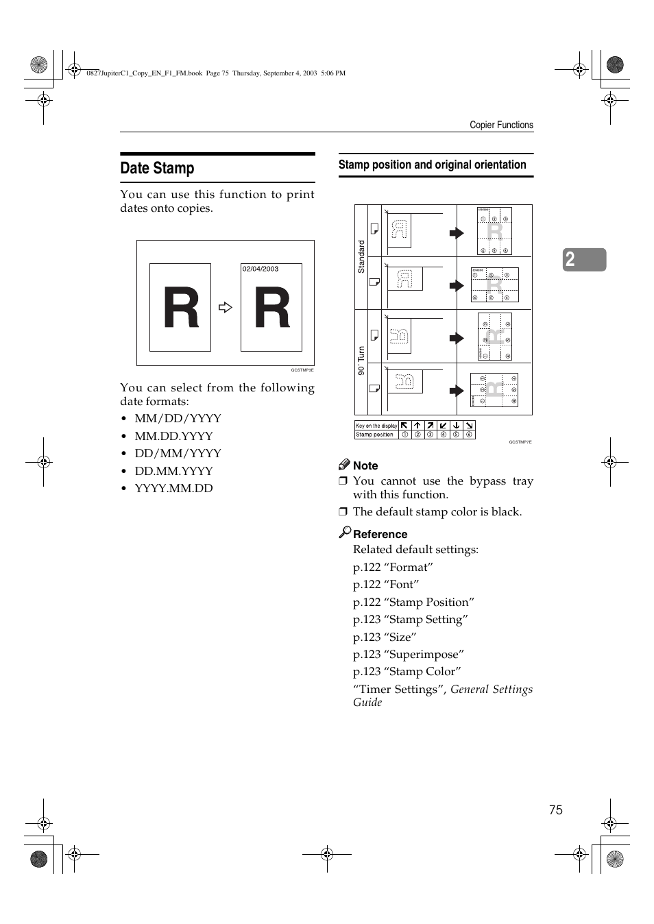 Date stamp | Savin DSc332 User Manual | Page 89 / 160