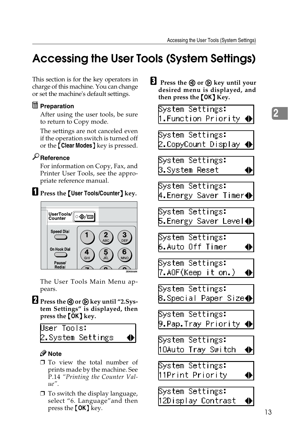 2accessing the user tools (system settings) | Savin 2518 User Manual | Page 19 / 32