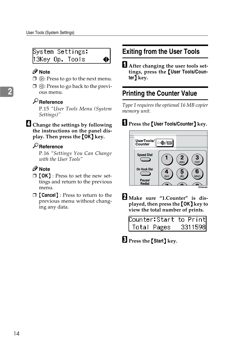 Exiting from the user tools, Printing the counter value | Savin 2518 User Manual | Page 20 / 32