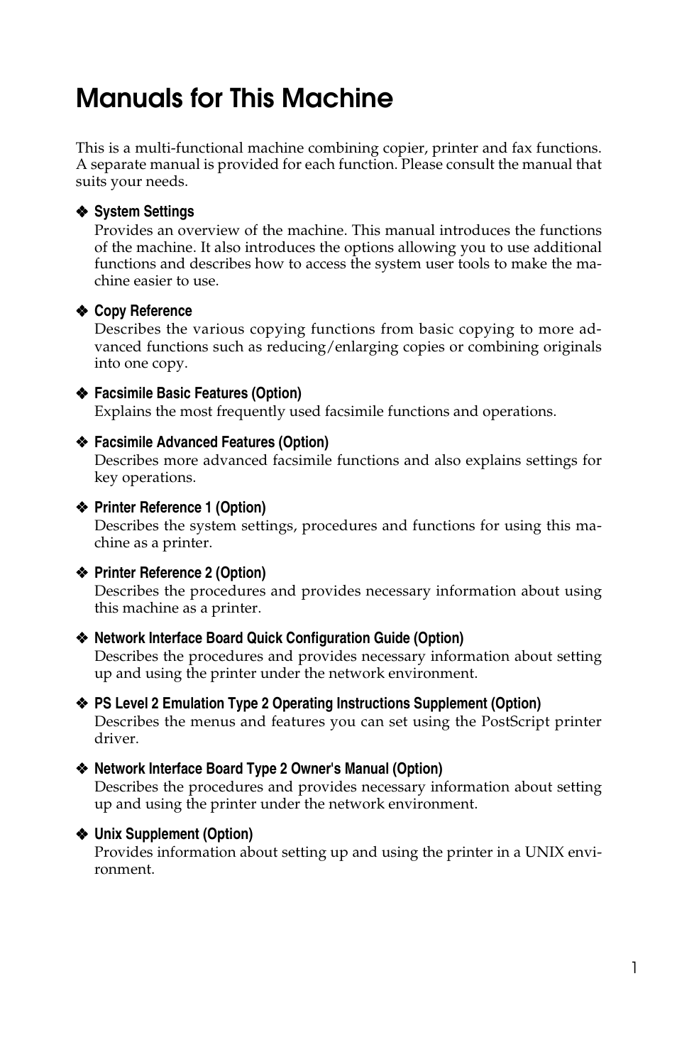 Manuals for this machine | Savin 2518 User Manual | Page 7 / 32
