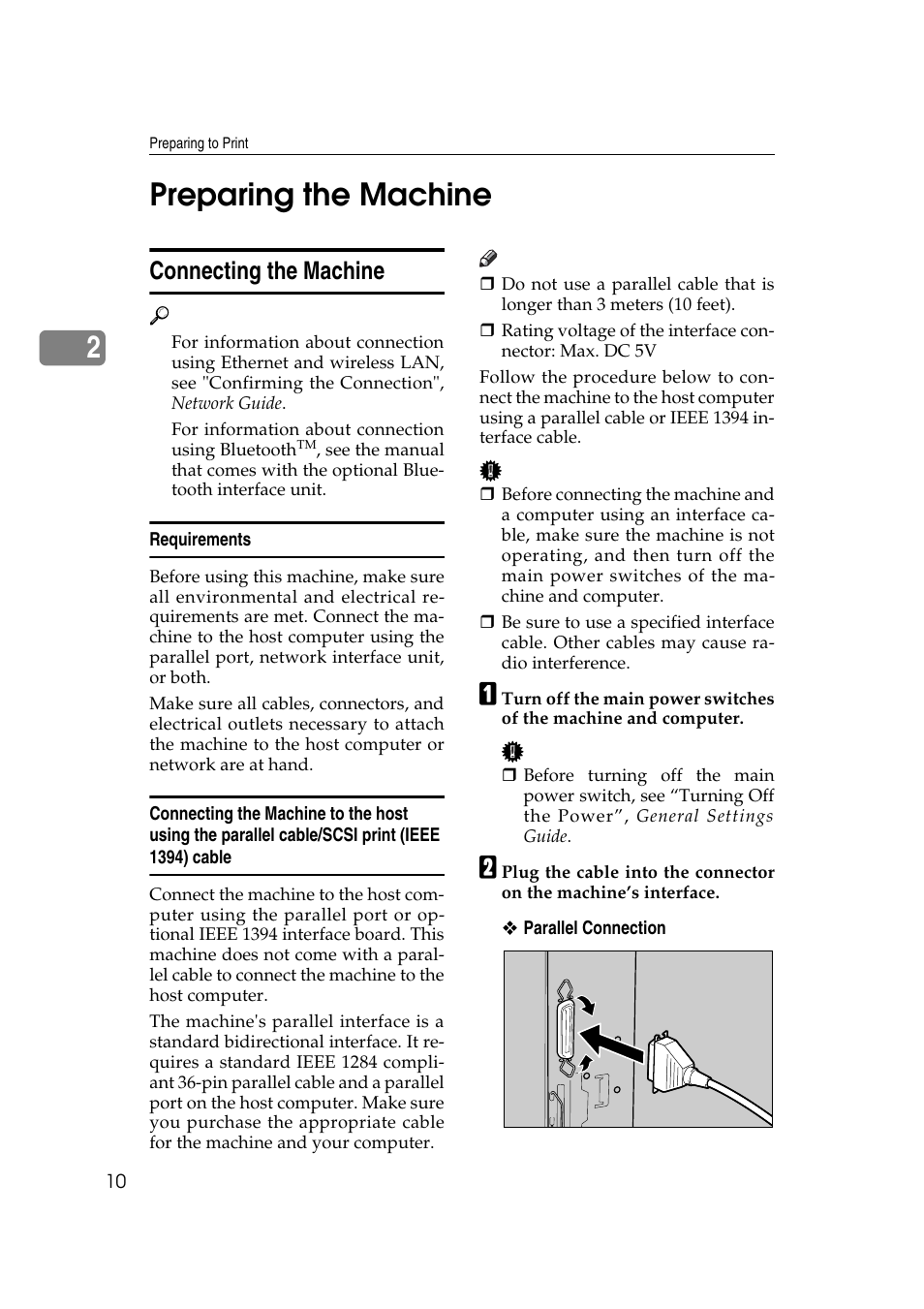 2preparing the machine, Connecting the machine | Savin 2045e User Manual | Page 16 / 52