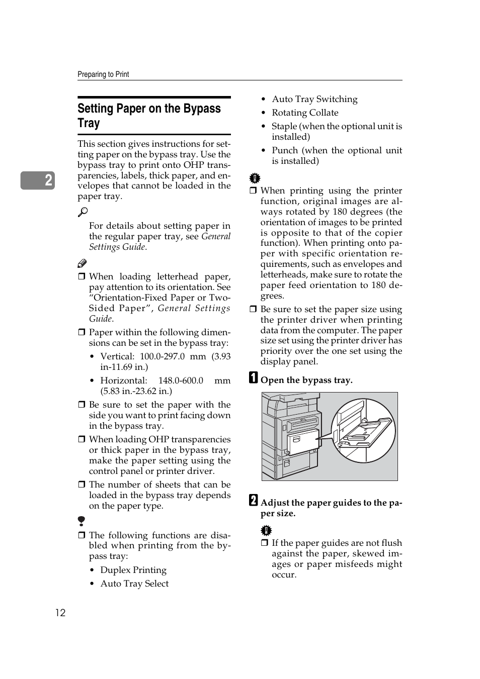 Setting paper on the bypass tray | Savin 2045e User Manual | Page 18 / 52