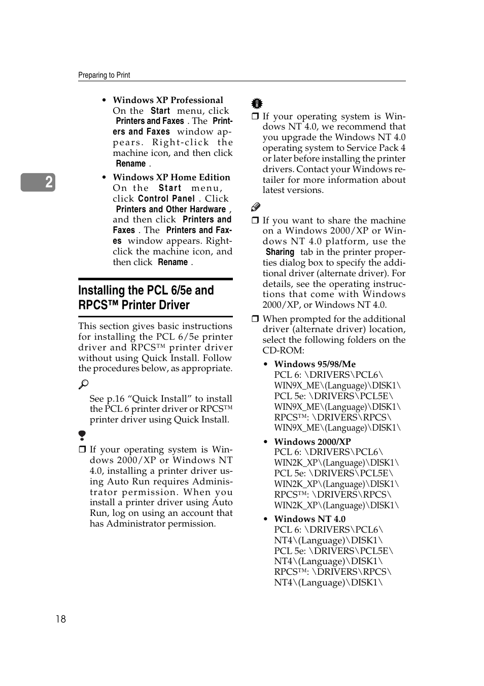 Installing the pcl 6/5e and rpcs™ printer driver | Savin 2045e User Manual | Page 24 / 52