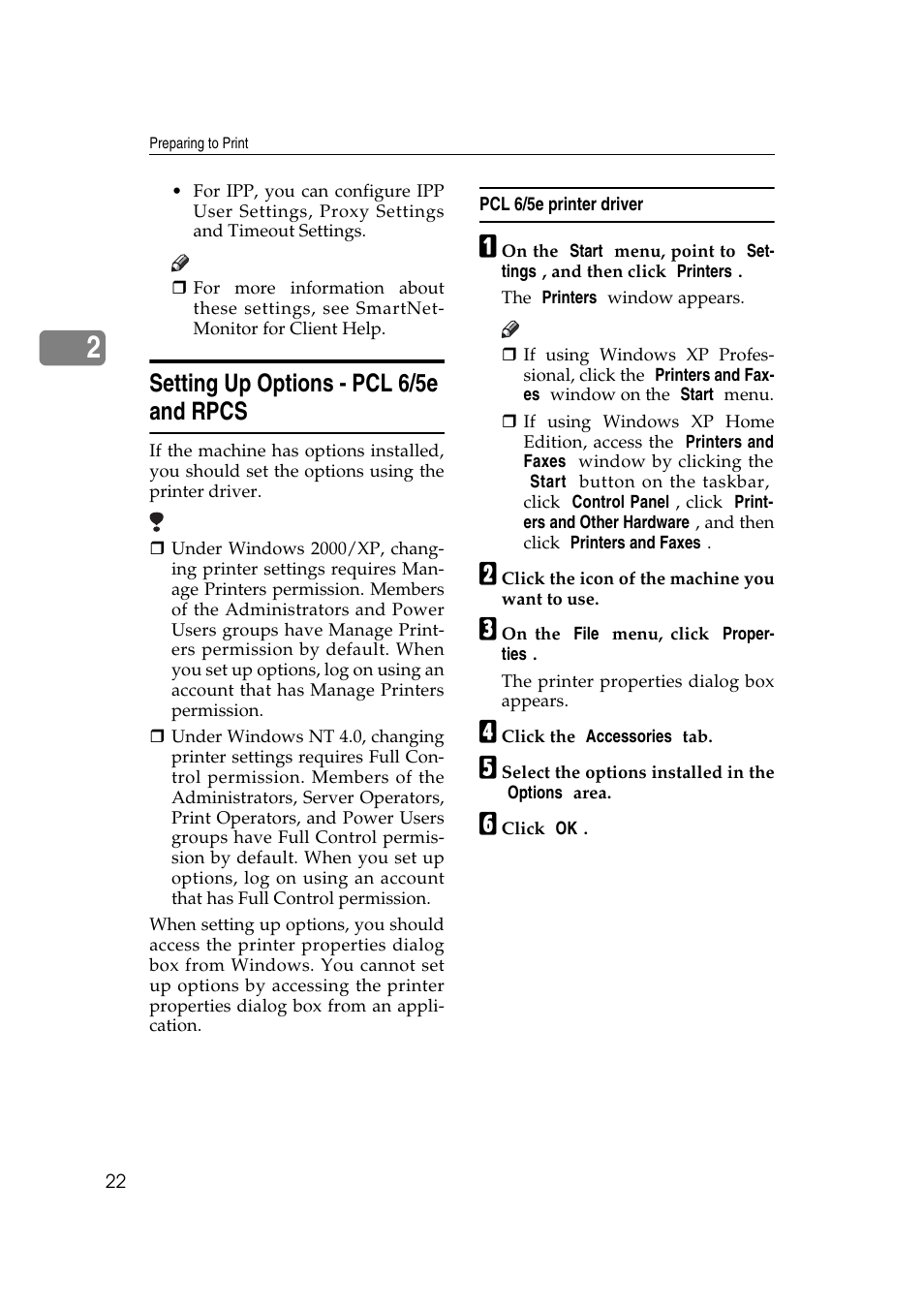 Setting up options - pcl 6/5e and rpcs | Savin 2045e User Manual | Page 28 / 52