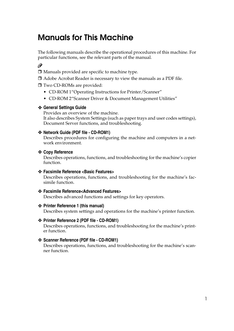 Manuals for this machine | Savin 2045e User Manual | Page 7 / 52