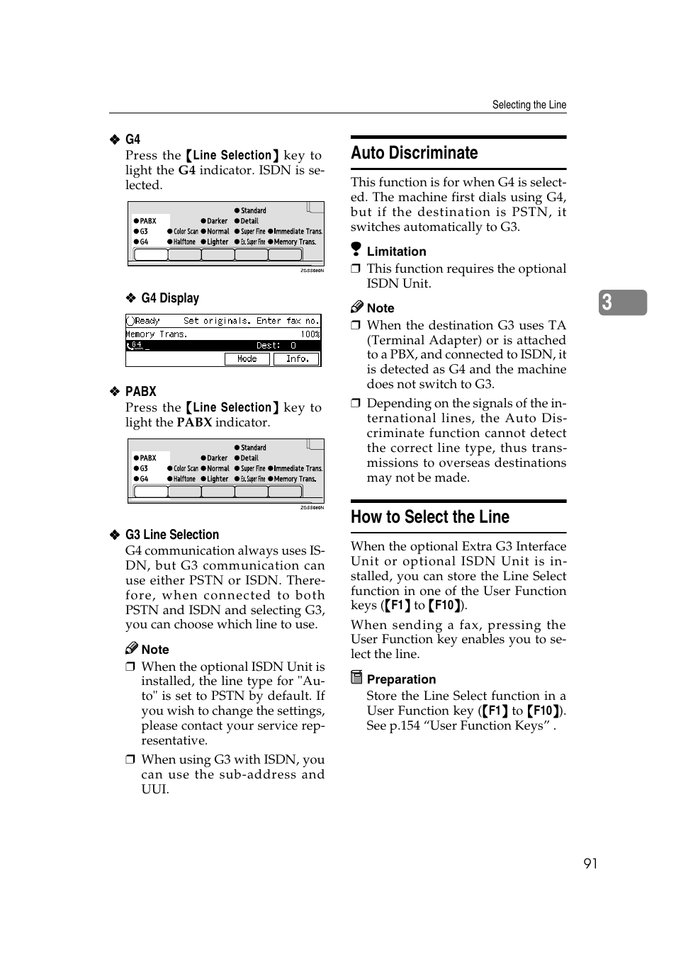 Auto discriminate, How to select the line | Savin 3799nf User Manual | Page 103 / 320