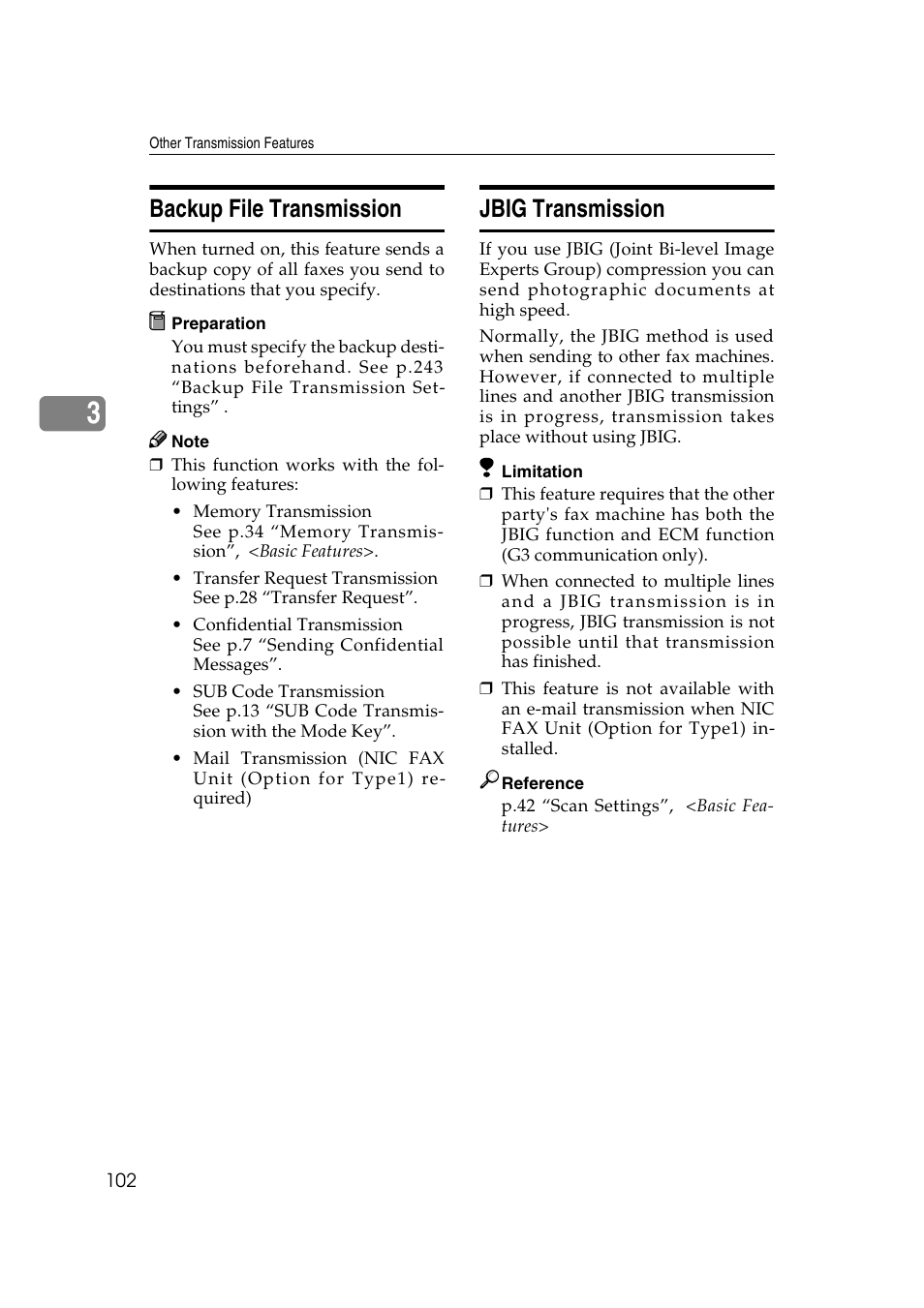 Backup file transmission, Jbig transmission | Savin 3799nf User Manual | Page 114 / 320