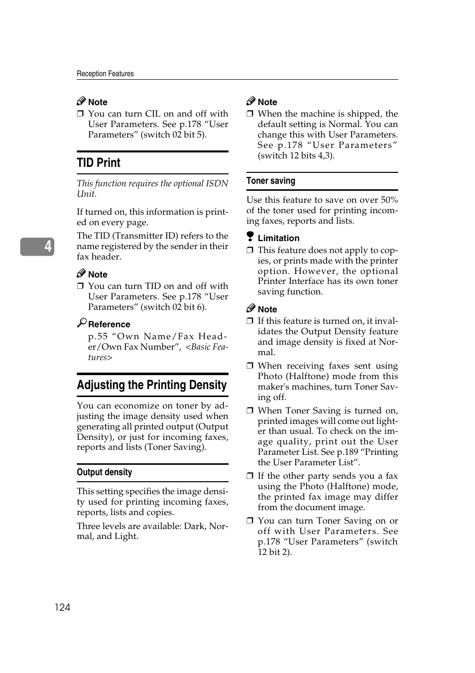 Tid print, Adjusting the printing density | Savin 3799nf User Manual | Page 136 / 320