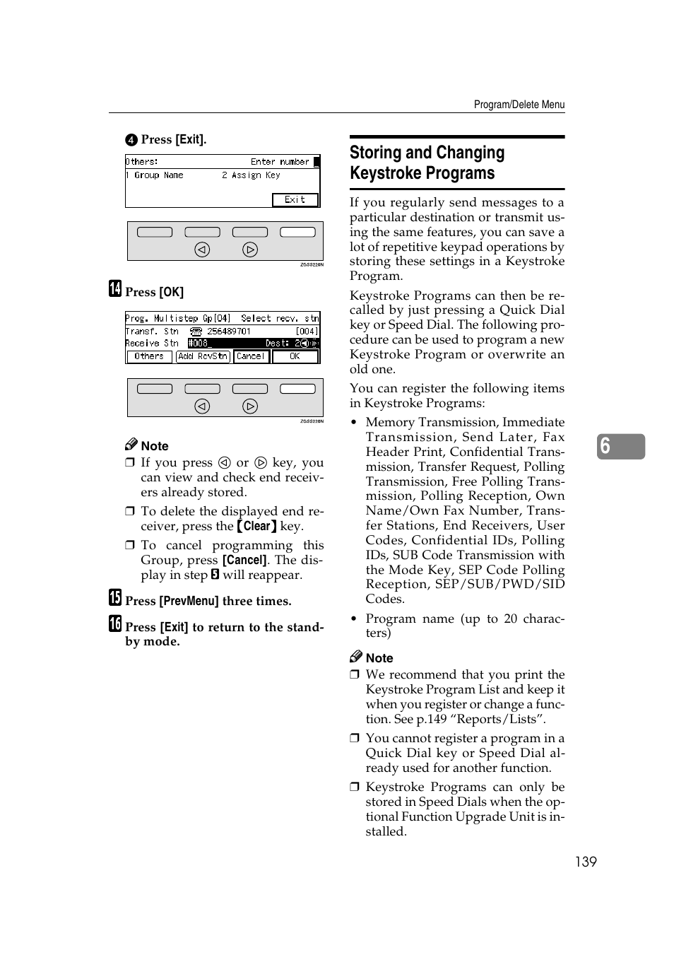 Storing and changing keystroke programs | Savin 3799nf User Manual | Page 151 / 320