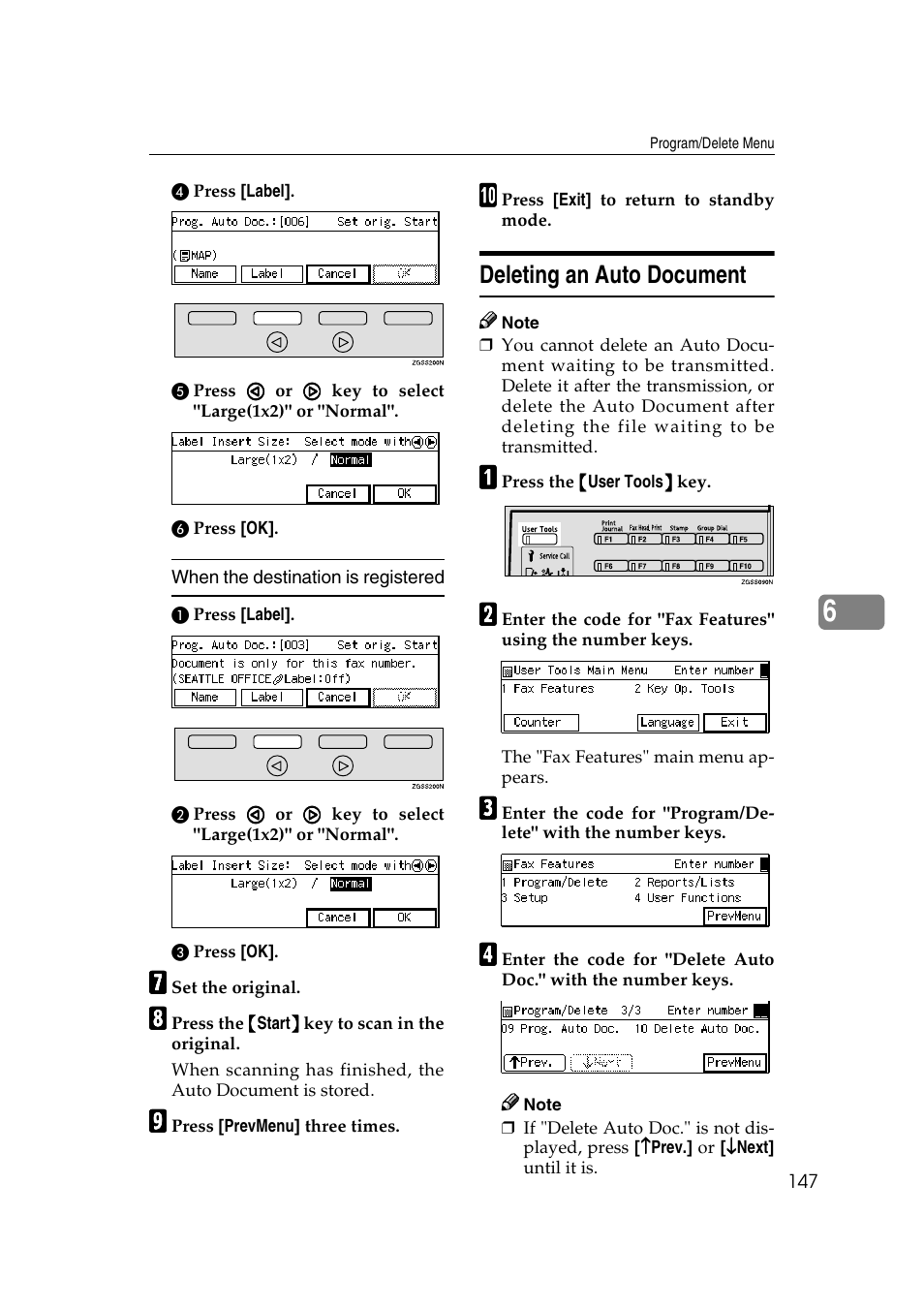 Deleting an auto document | Savin 3799nf User Manual | Page 159 / 320