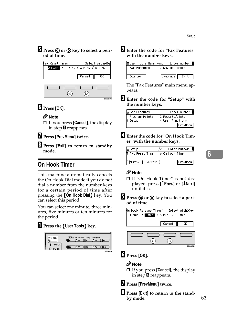 P.153 “on hook timer, On hook timer | Savin 3799nf User Manual | Page 165 / 320