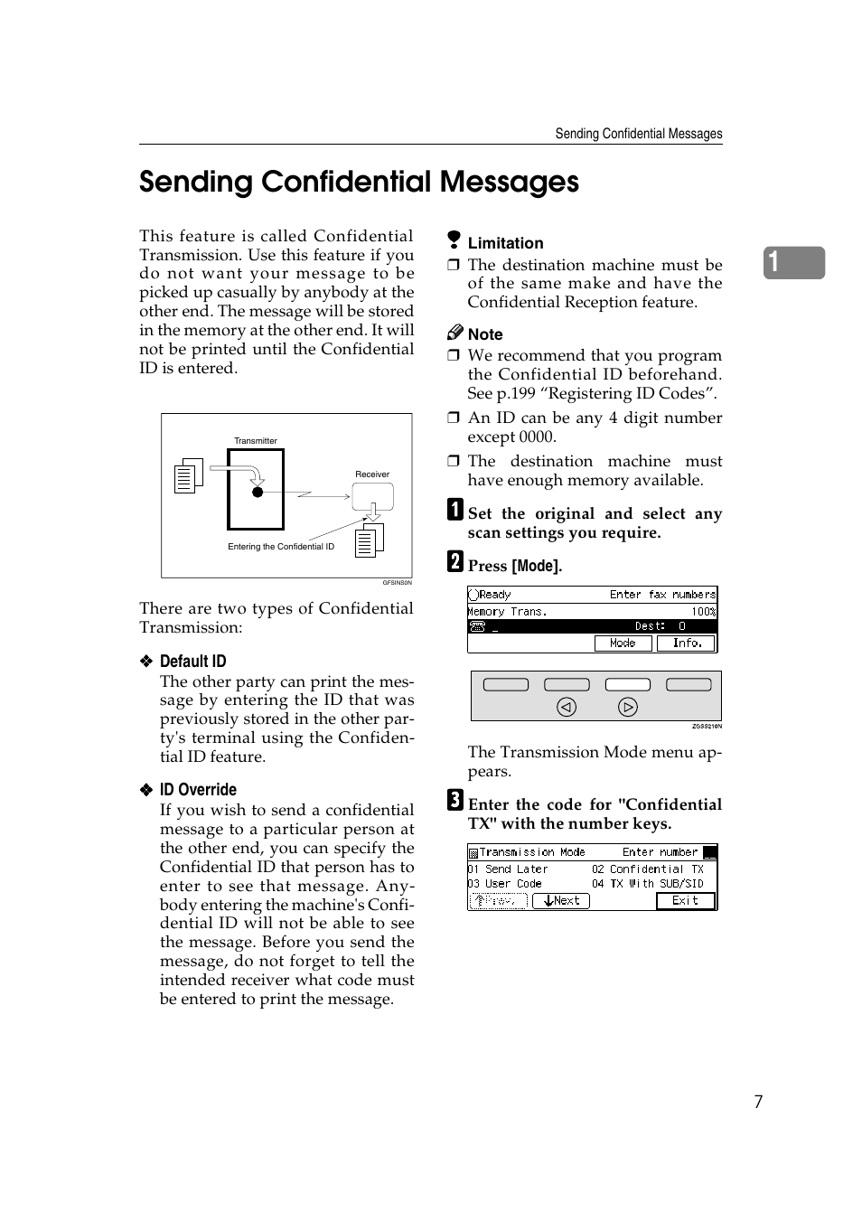 1sending confidential messages | Savin 3799nf User Manual | Page 19 / 320