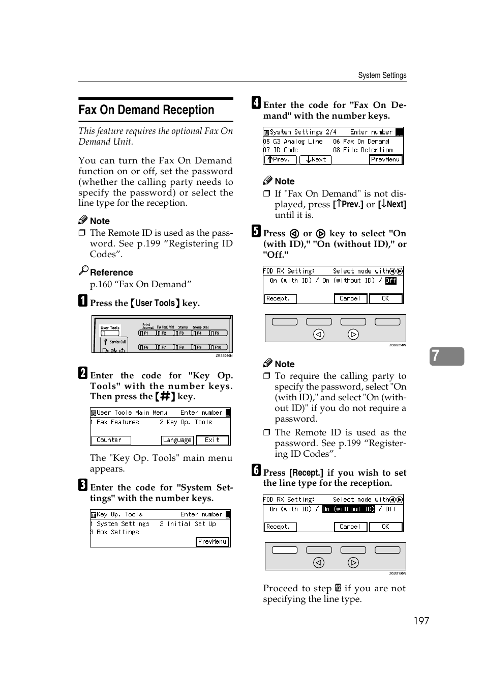 P.197 “fax on demand re- ception, Fax on demand reception | Savin 3799nf User Manual | Page 209 / 320