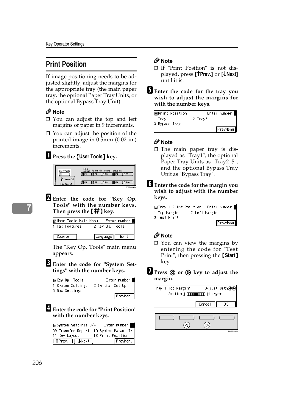 P.206 “print po- sition, Print position | Savin 3799nf User Manual | Page 218 / 320