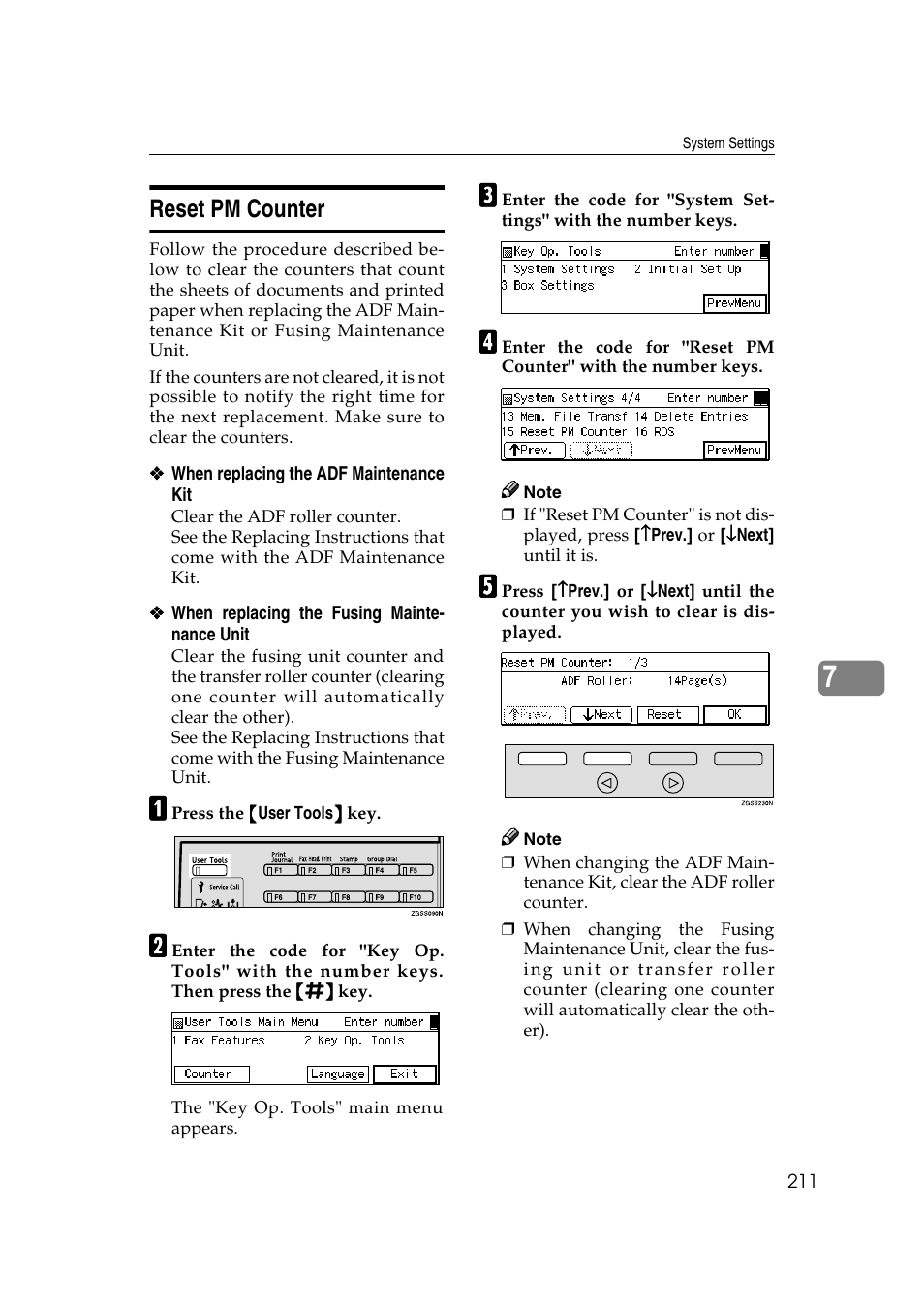 P.211 “reset pm counter, Reset pm counter | Savin 3799nf User Manual | Page 223 / 320