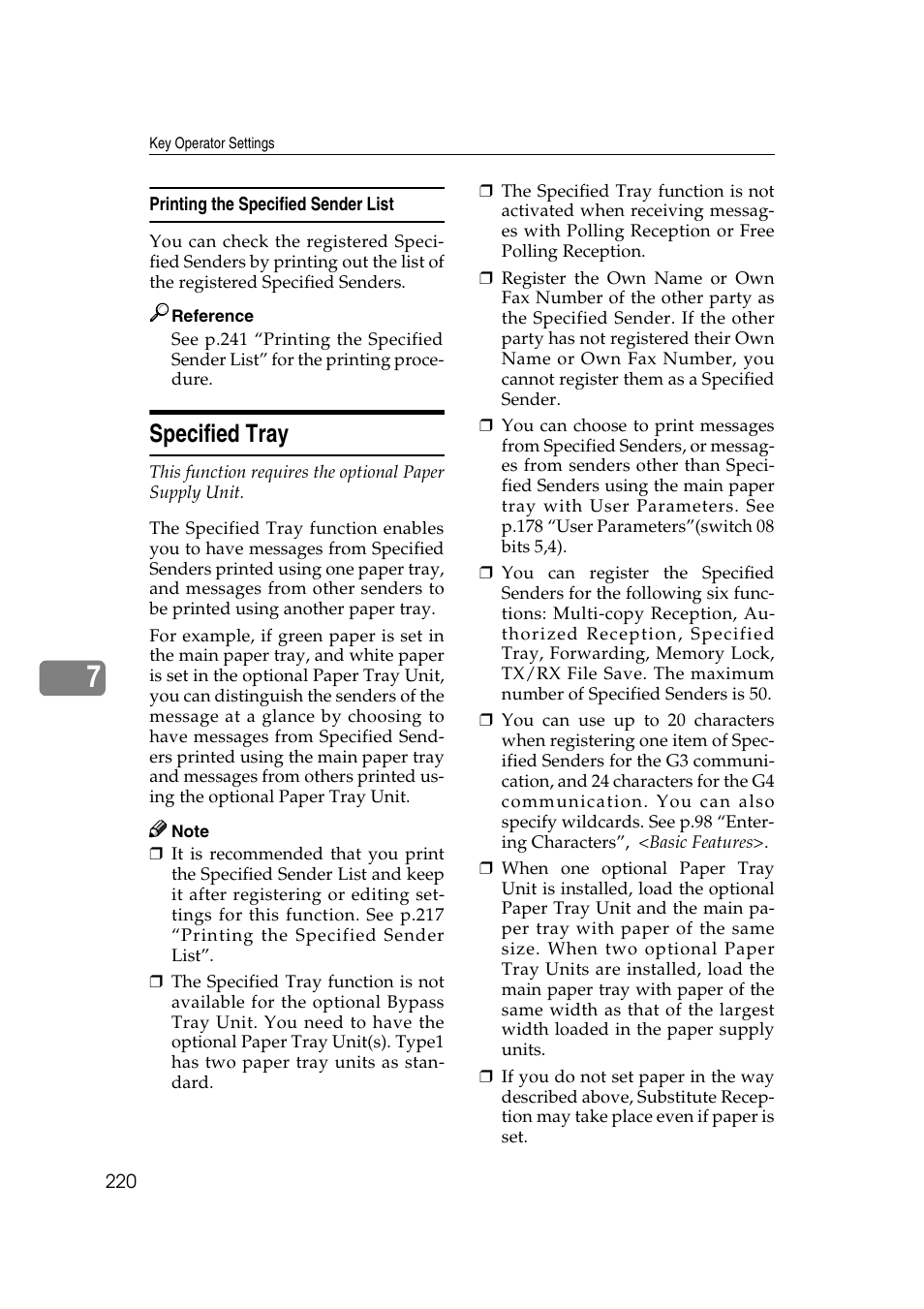 P.220 “speci- fied tray, P.220 “specified tray, Specified tray | Savin 3799nf User Manual | Page 232 / 320