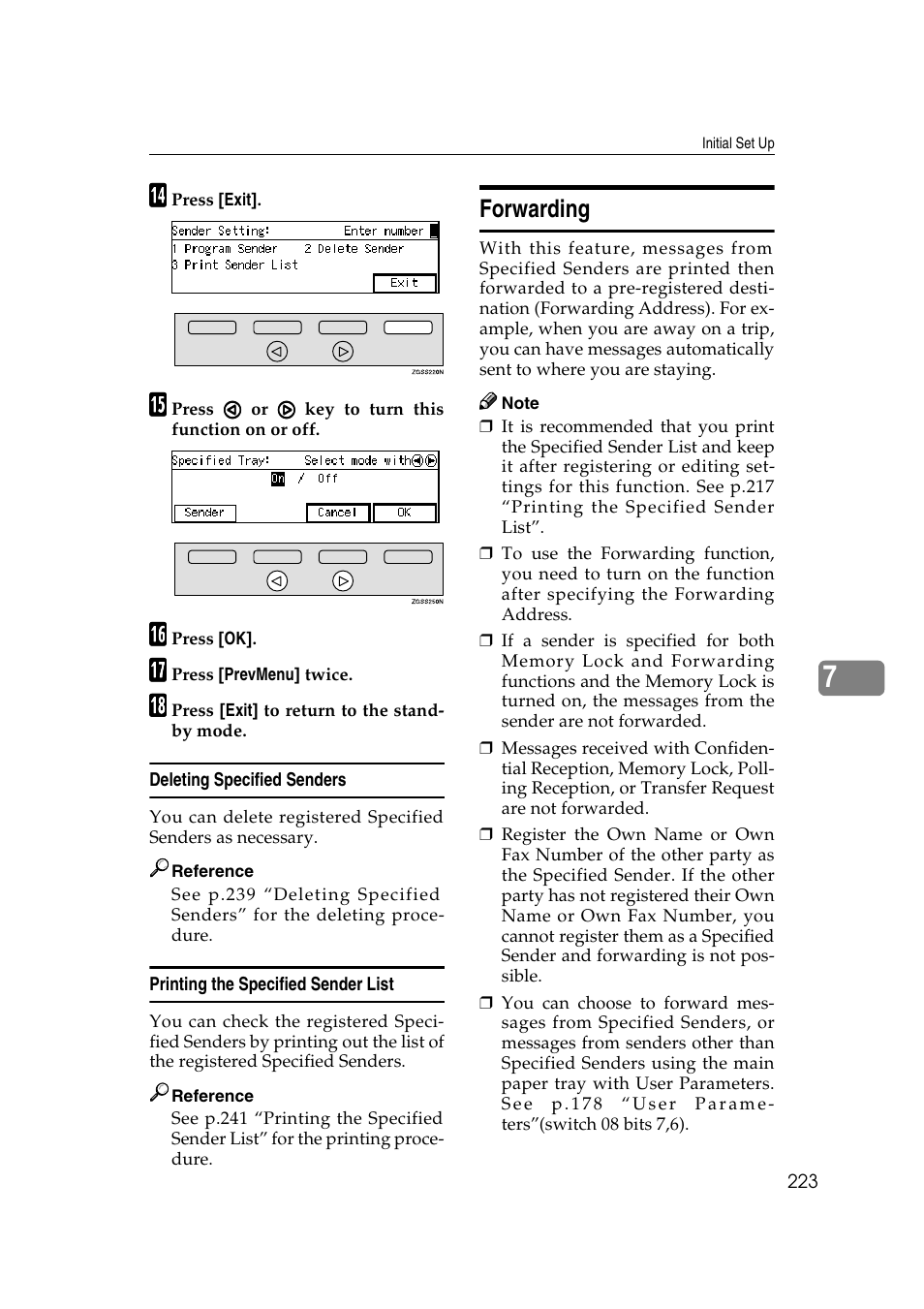 P.223 “for- warding, P.223 “forward- ing, Forwarding | Savin 3799nf User Manual | Page 235 / 320