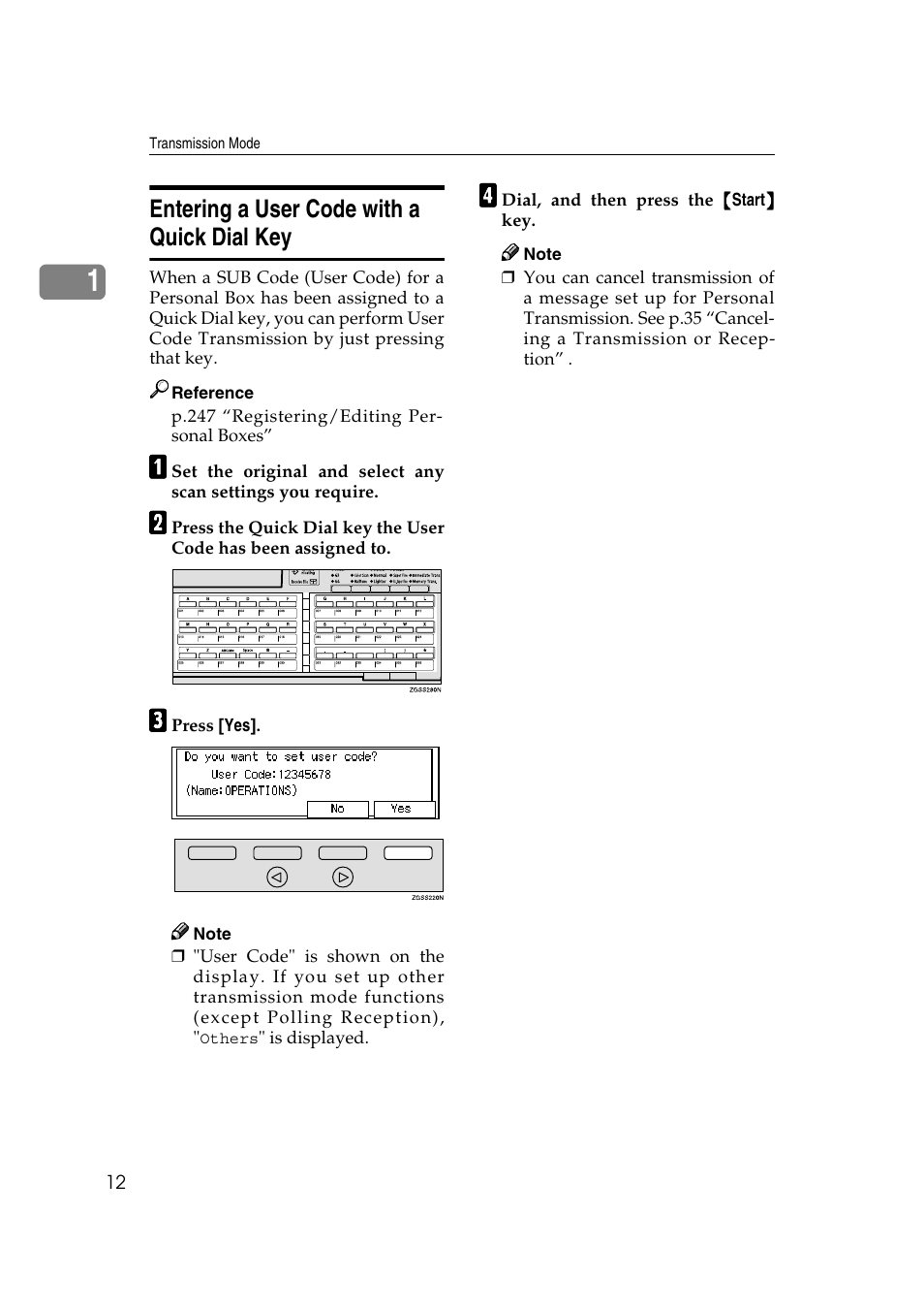 Entering a user code with a quick dial key | Savin 3799nf User Manual | Page 24 / 320
