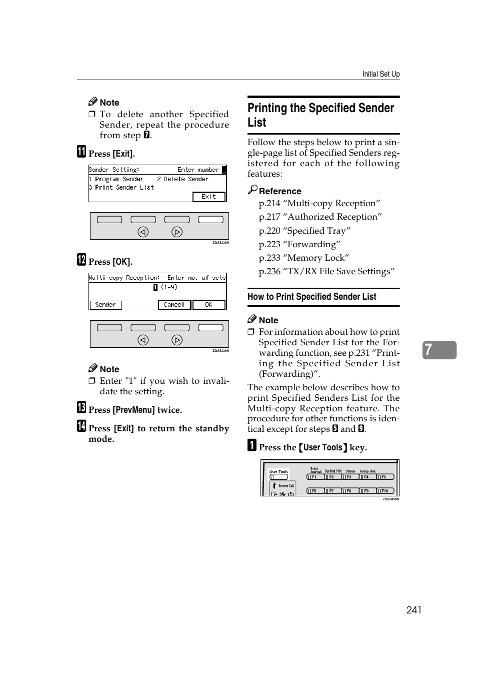 See p.241 “printing the specified sender list” f, P.241 “printing the specified sender list, Printing the specified sender list | Savin 3799nf User Manual | Page 253 / 320