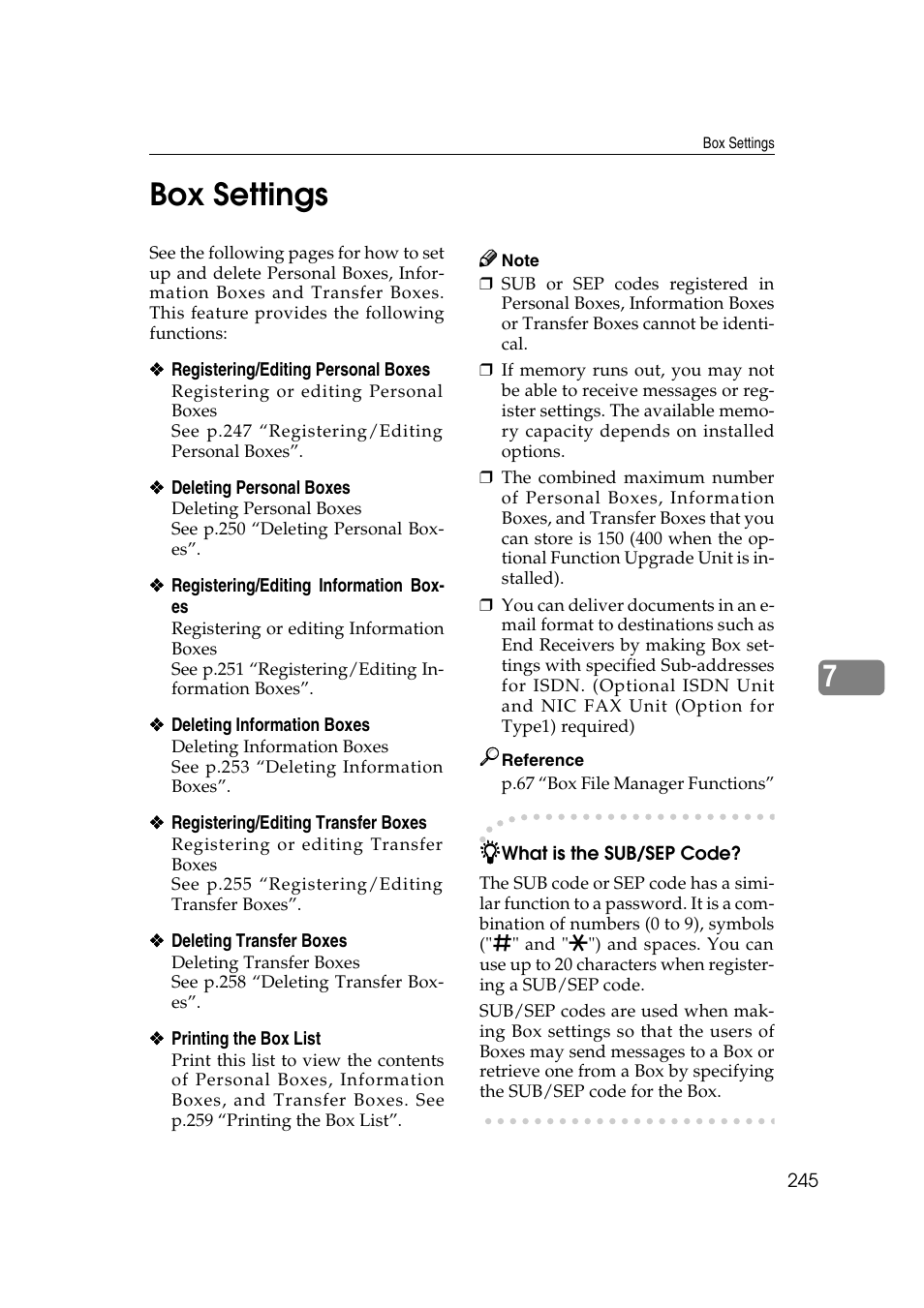 7box settings | Savin 3799nf User Manual | Page 257 / 320