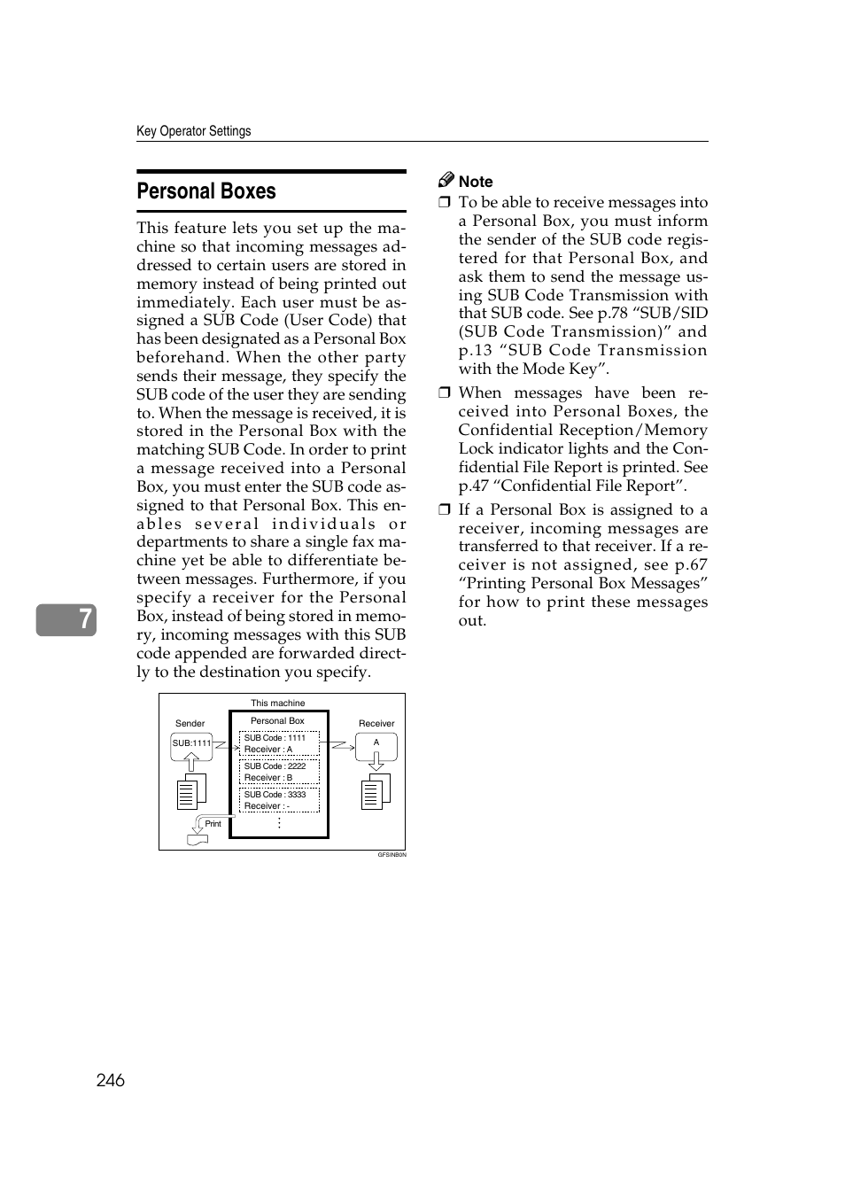 P.246 “personal boxes, Personal boxes | Savin 3799nf User Manual | Page 258 / 320
