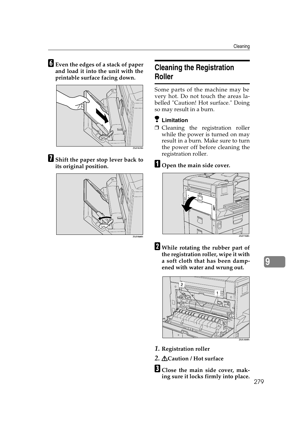 Cleaning the registration roller | Savin 3799nf User Manual | Page 291 / 320