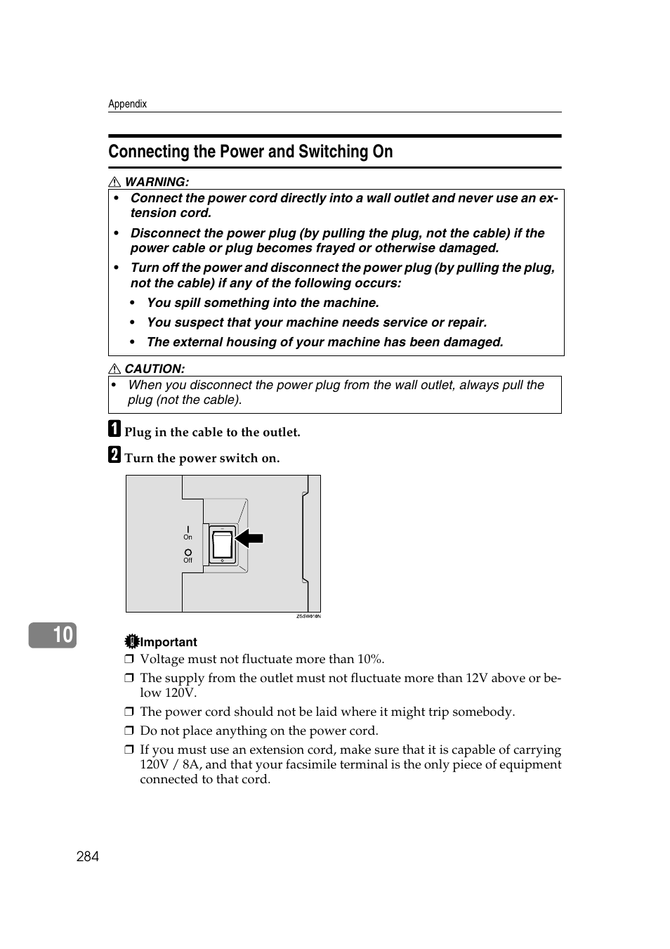 Connecting the power and switching on | Savin 3799nf User Manual | Page 296 / 320