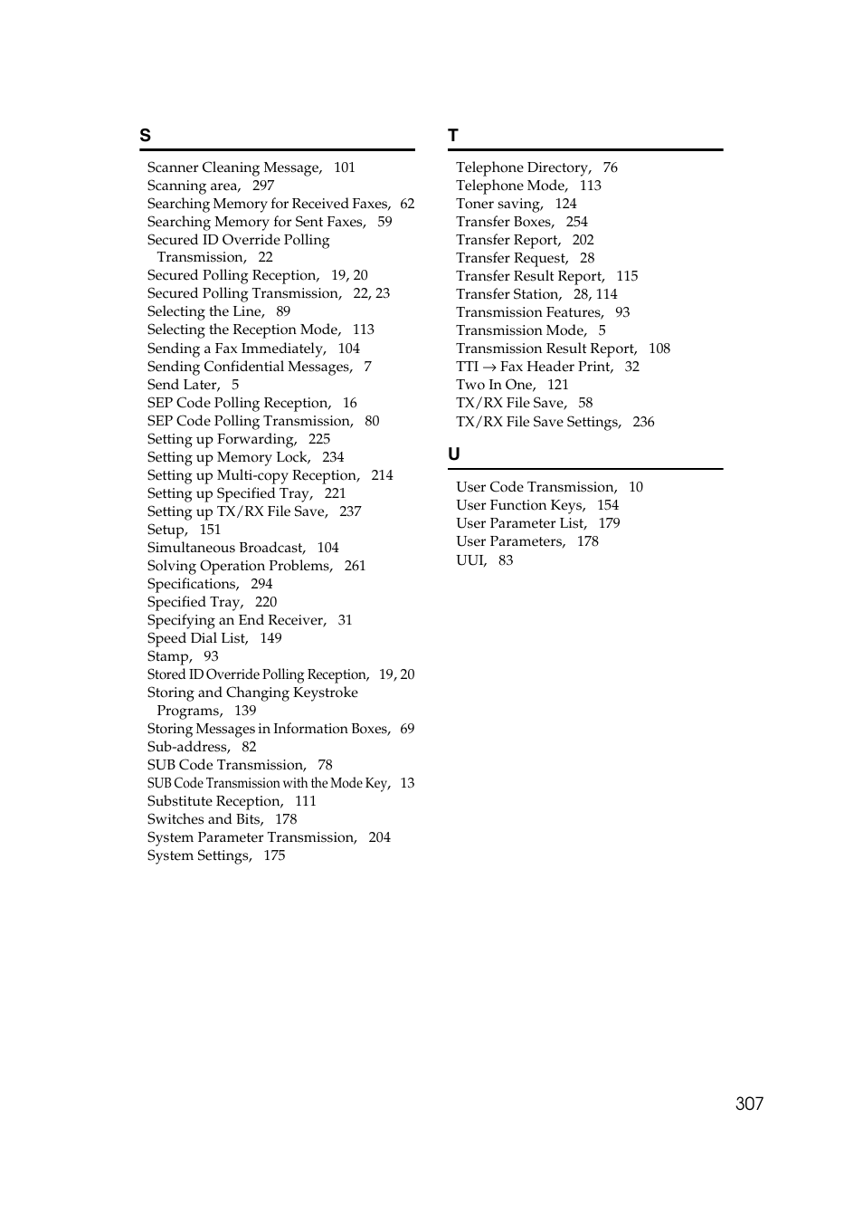 307 s | Savin 3799nf User Manual | Page 319 / 320