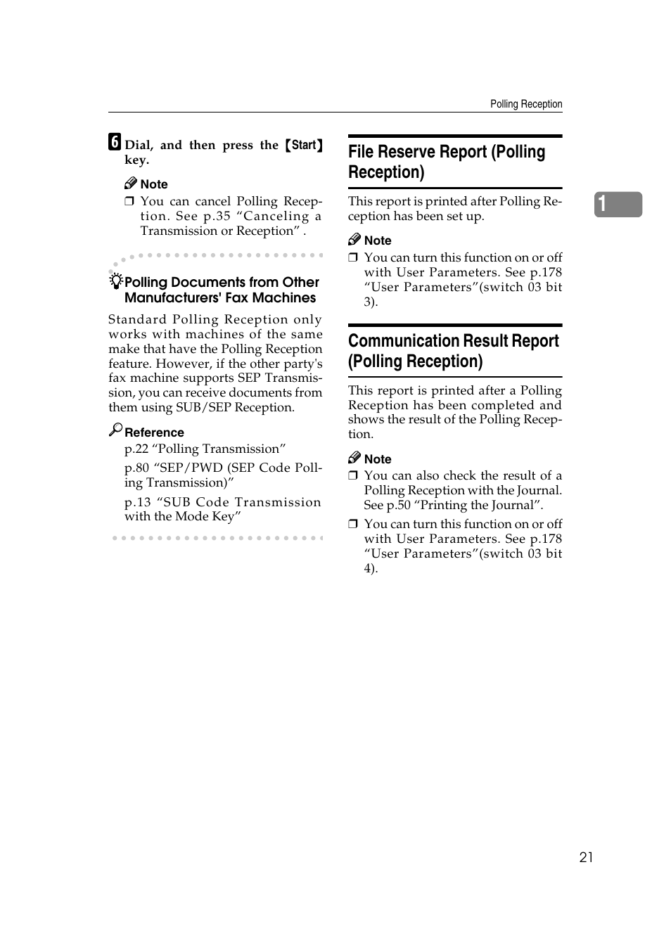 File reserve report (polling reception), Communication result report (polling reception) | Savin 3799nf User Manual | Page 33 / 320