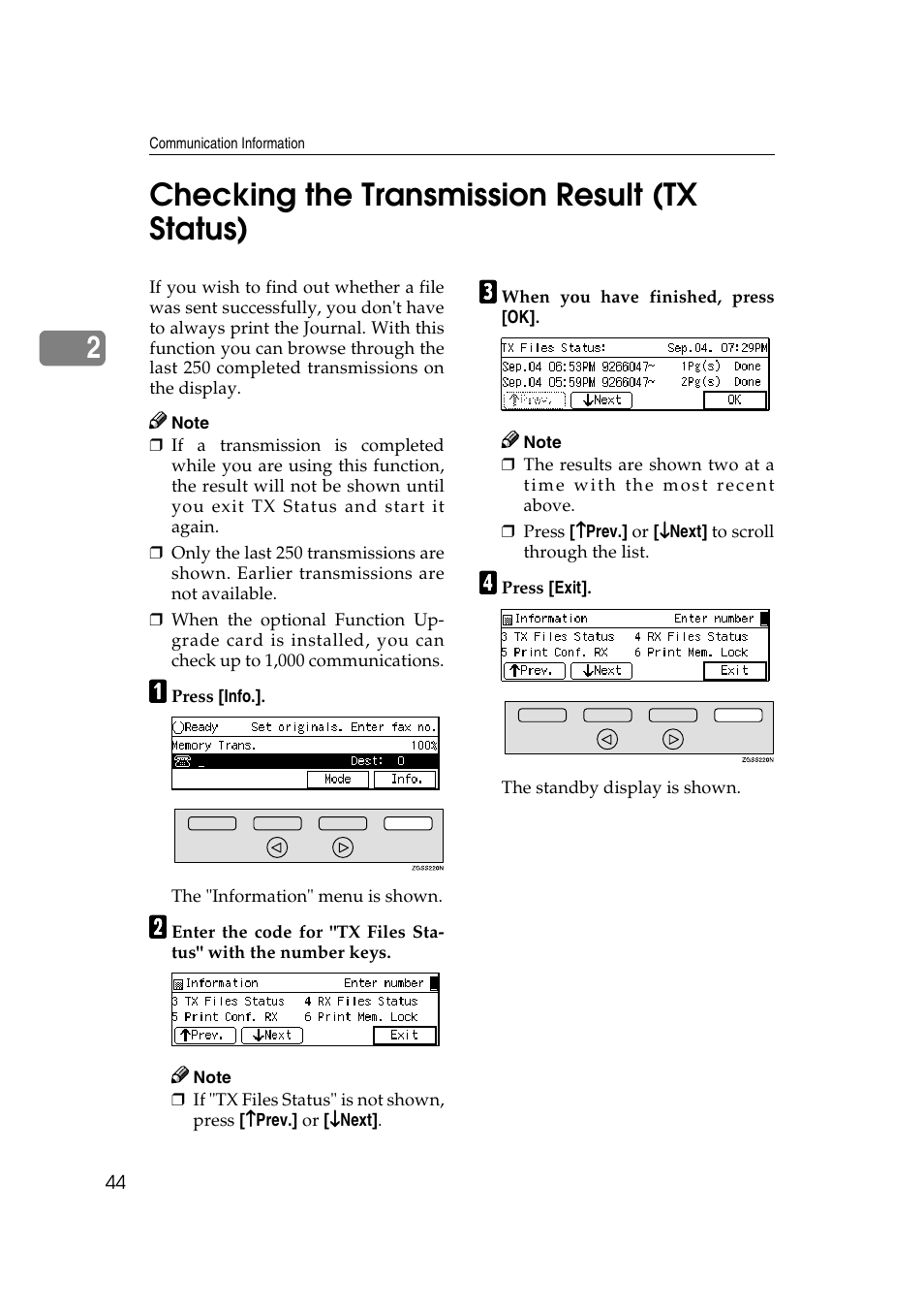 2checking the transmission result (tx status) | Savin 3799nf User Manual | Page 56 / 320