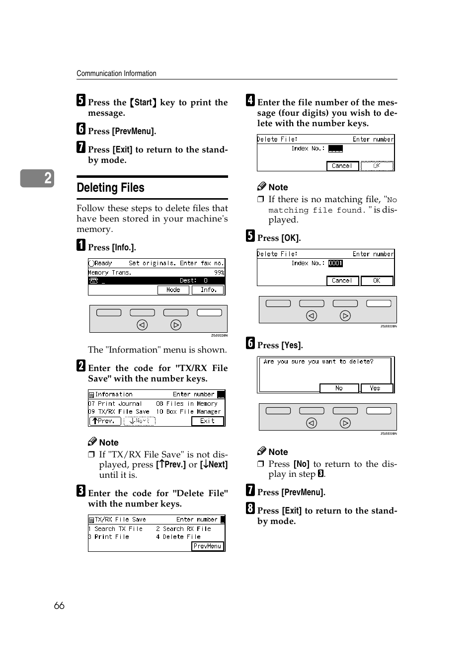 E p.66 “deleting files, Deleting files | Savin 3799nf User Manual | Page 78 / 320