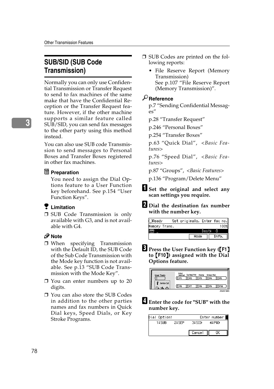Sub/sid (sub code transmission) | Savin 3799nf User Manual | Page 90 / 320