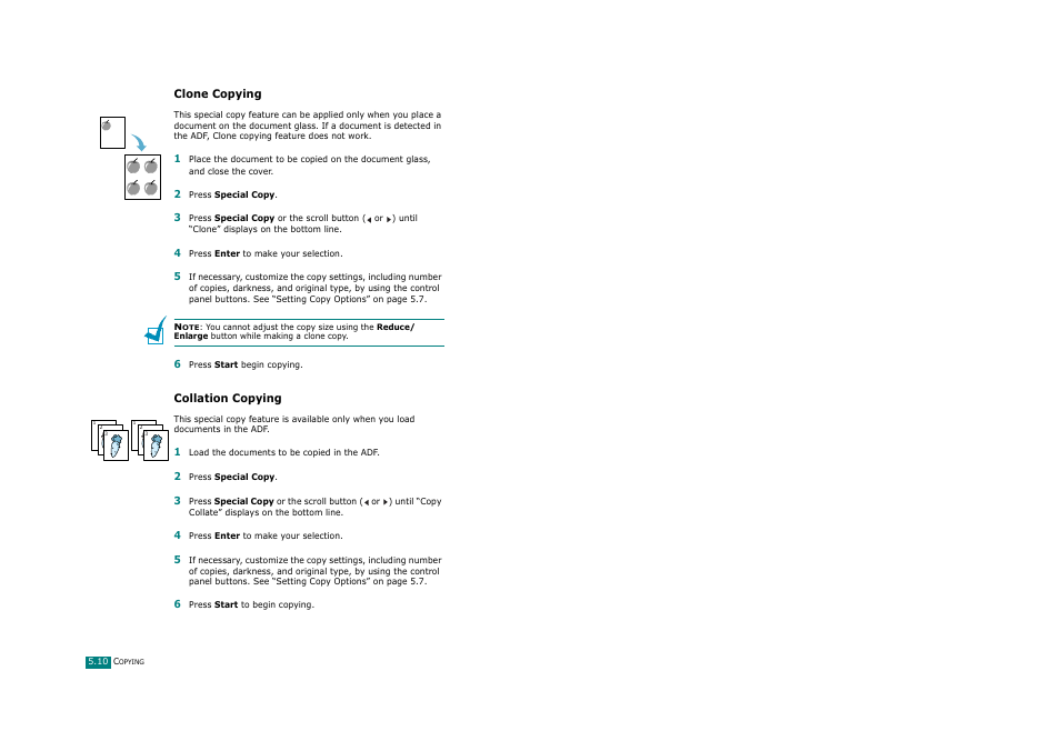 Clone copying, Collation copying, Clone copying collation copying | Savin AC205 User Manual | Page 123 / 339