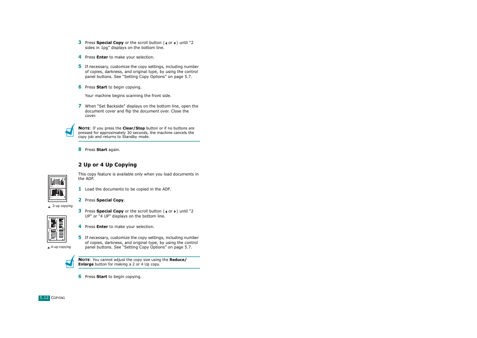 2 up or 4 up copying | Savin AC205 User Manual | Page 125 / 339